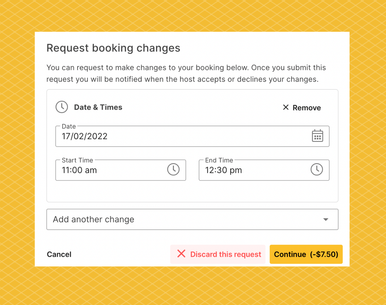 Booking change