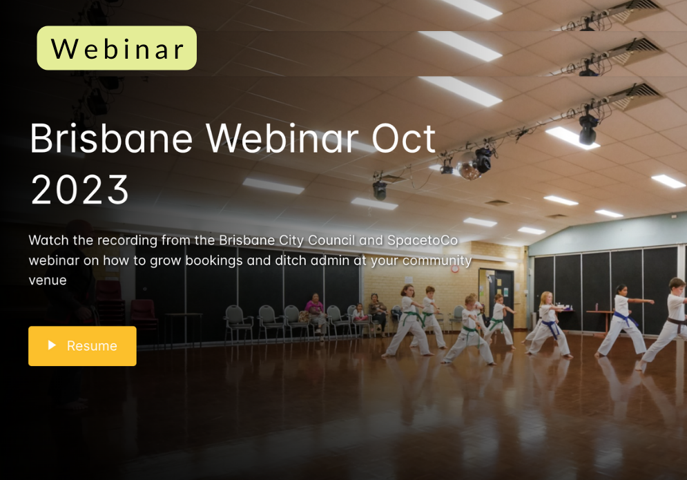 Webinars for Community Centres and Venues_How to grow bookings and ditch admin brisbane webinar