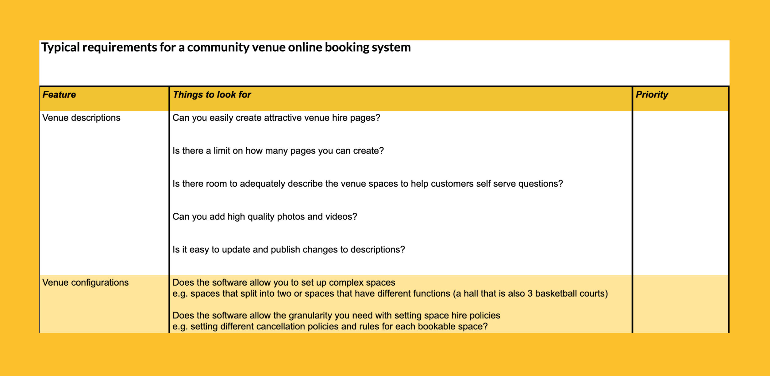 community venue booking system